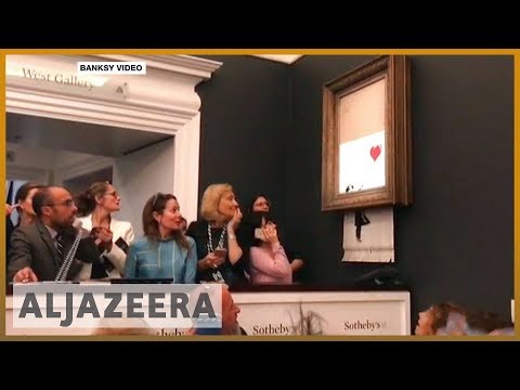 🇬🇧 Banksy painting self-destructs after $1.4 million sale | Al Jazeera English