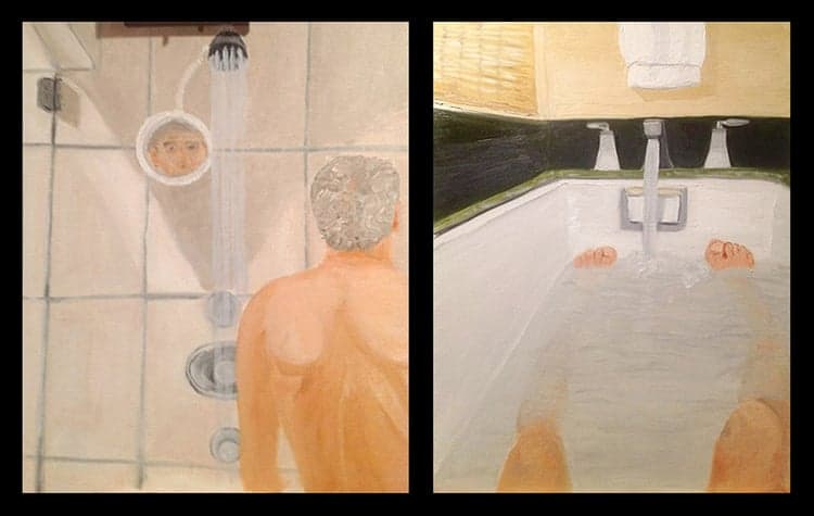 george bush paintings bathtub