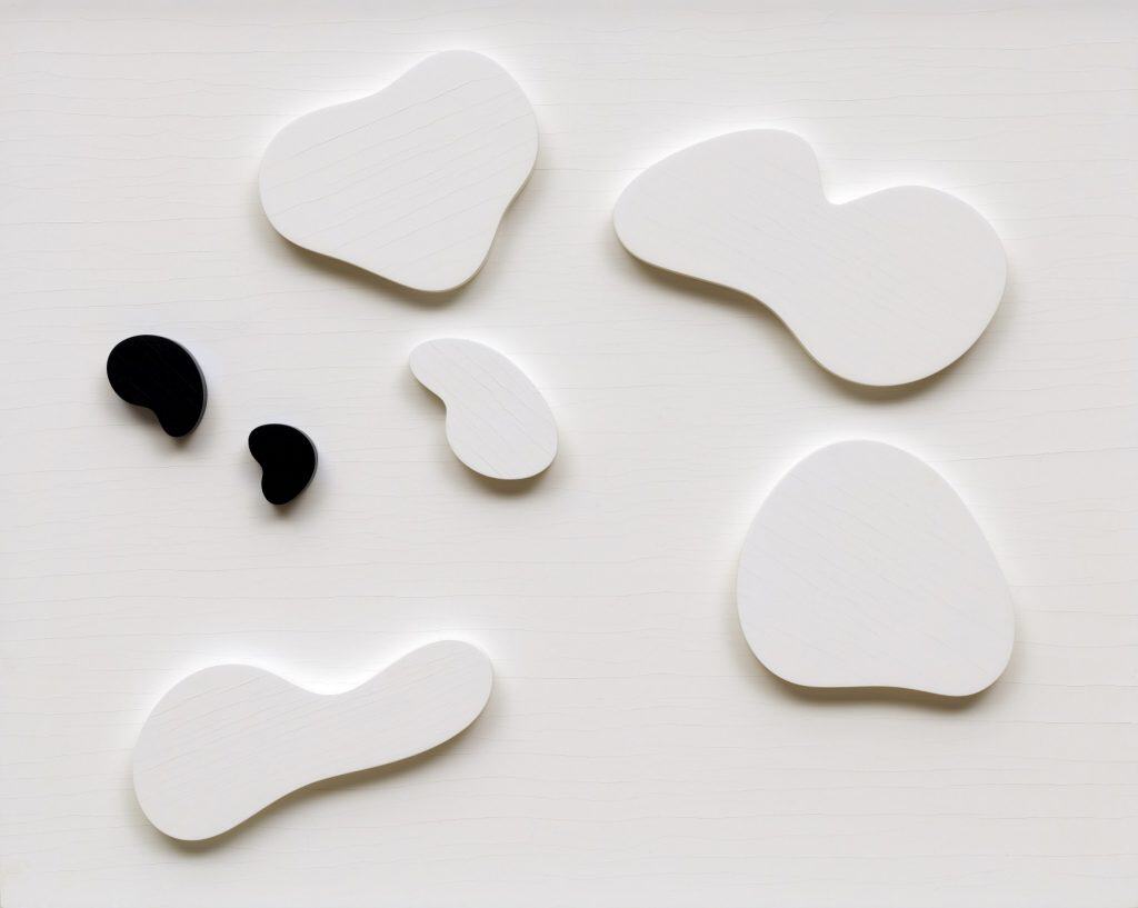 Dadaism: Jean Arp, Constellation with Five White Forms and Two Black, Variation III, 1932, courtesy of Guggenheim.