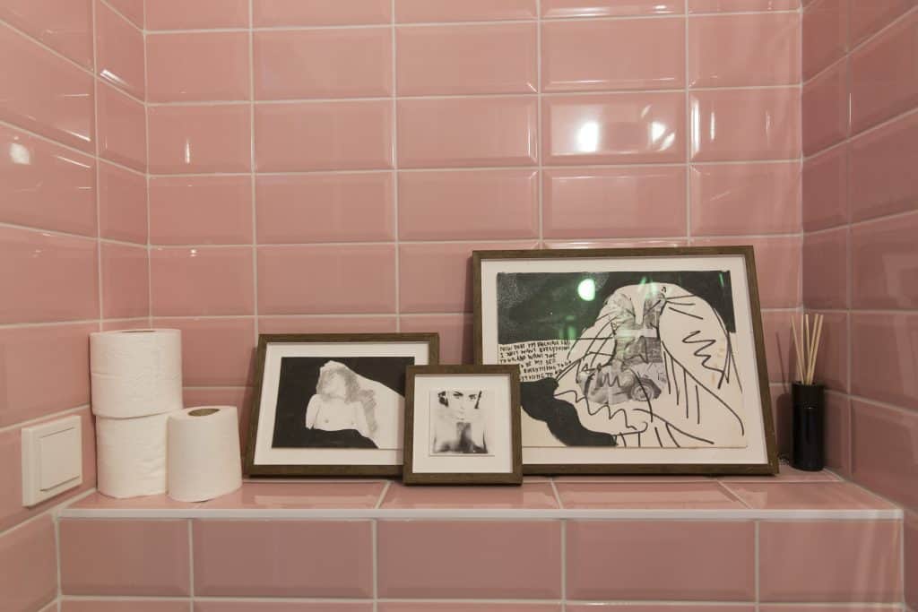 artworks in bathroom