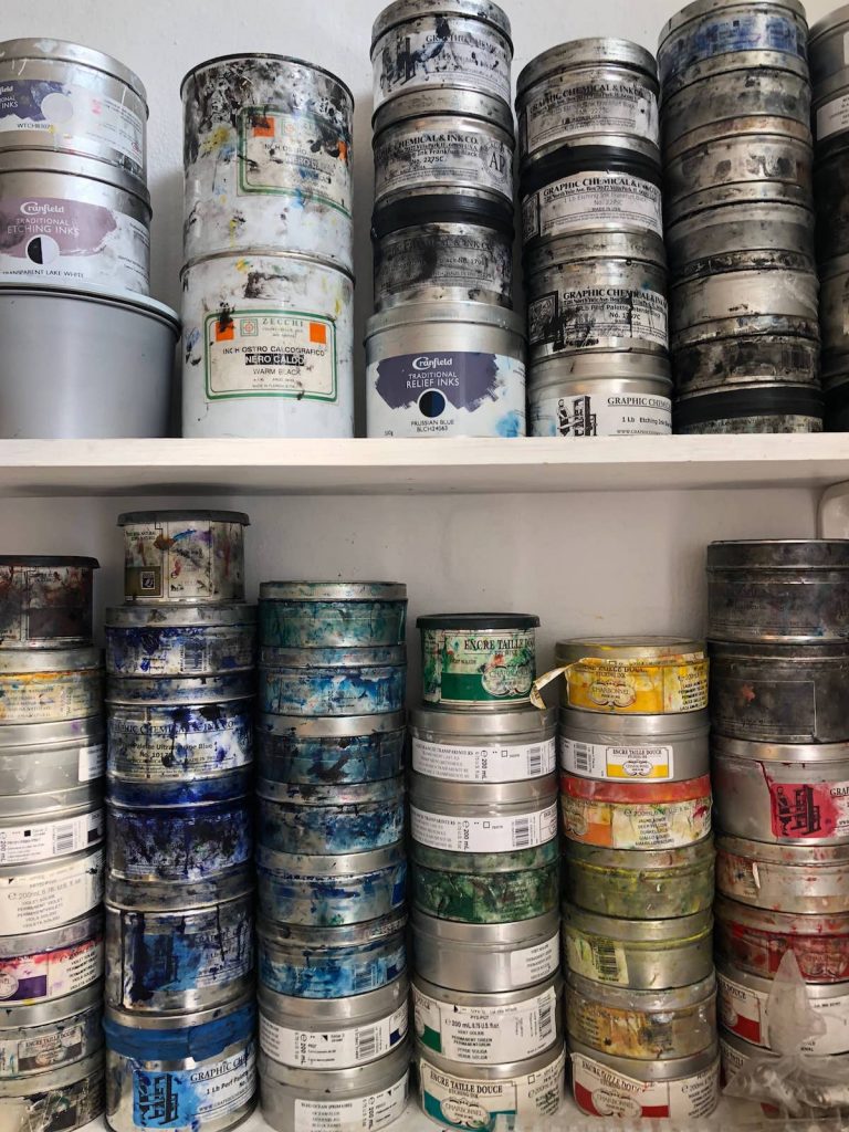 opened painting cans