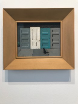 Gertrude Abercrombie, Doors and Two Cats, 1956, oil on masonite