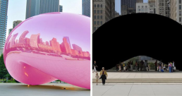 Versions of Anish Kapoor's Cloudgate in black, by the internet.