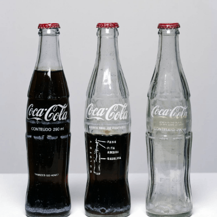 Conceptual art Cildo Meireles, Insertions into Ideological Circuits: Coca-Cola Project, 1970. Photo courtesy of Tate
