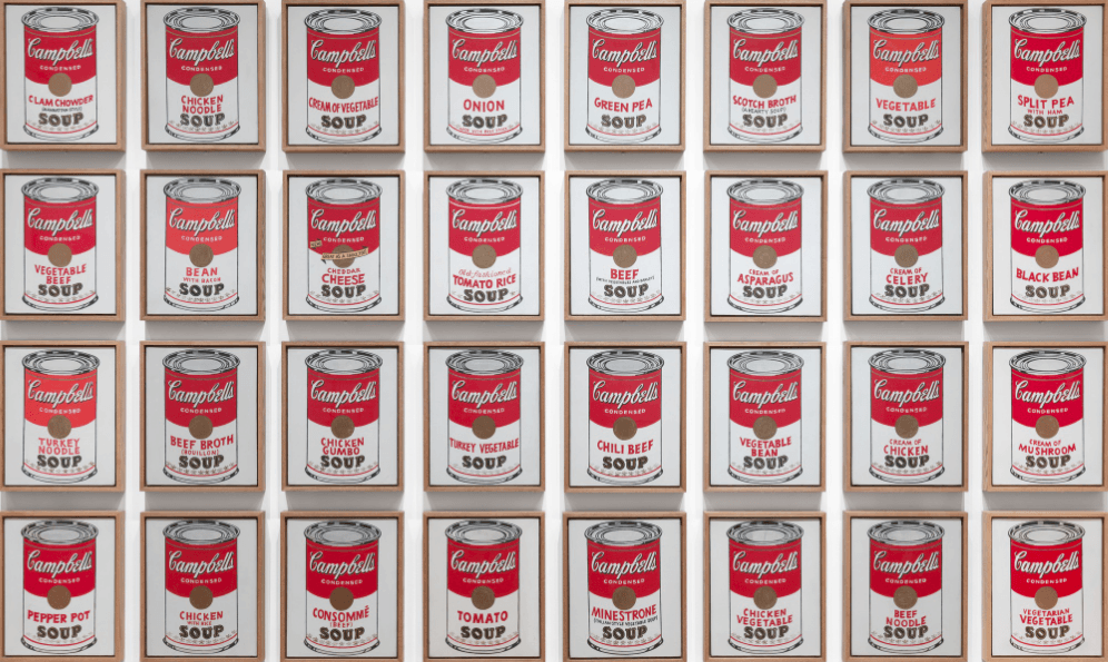 Andy Warhol Pop Art. Campbell's Soup Cans.