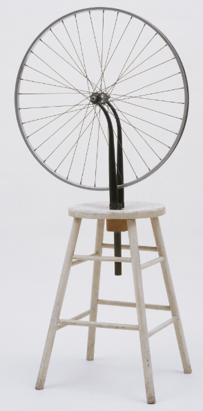 Dadaism example: Marcel Duchamp, Bicycle Wheel, 1913.