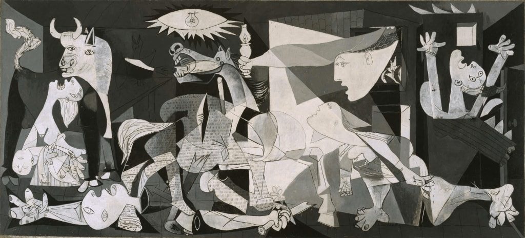 Guernica, painting by Picasso realized after the bombing of Guernica, Spain.
