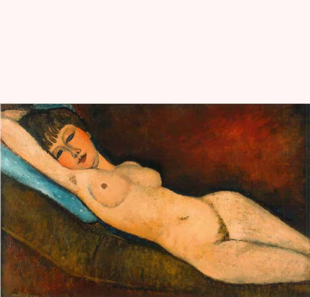 Amadeo Modigiliani, Reclining Nude with Blue Cushion