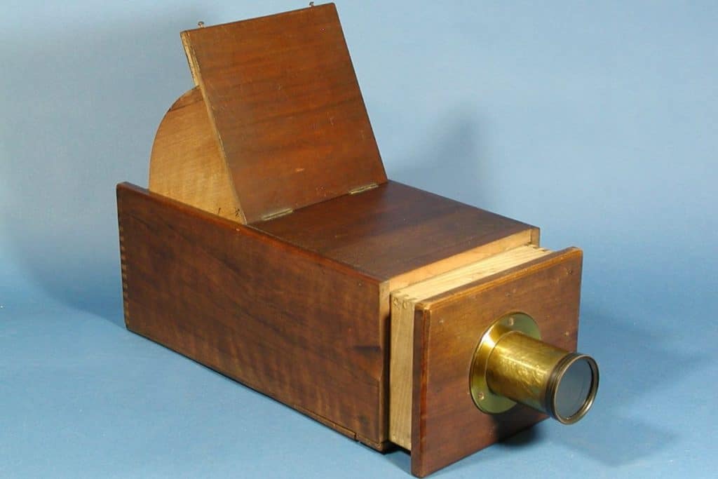 A wooden box version of a Camera Obscura.