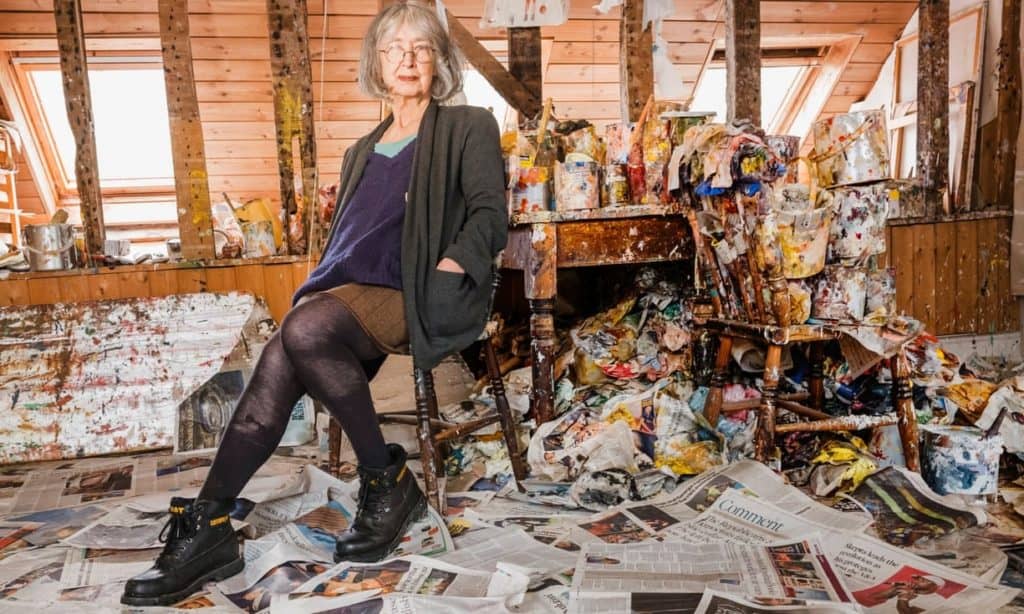 Rose Wylie in her studio