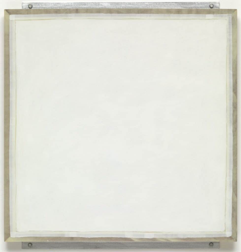 Robert Ryman, Ledger, 1982. Enamelac paint on fibreglass, aluminium and wood