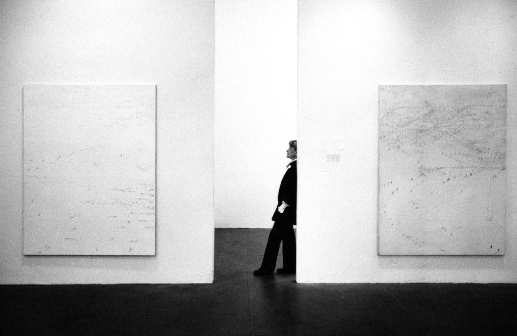 Hedda Sterne at her Queens Museum retrospective (1985)