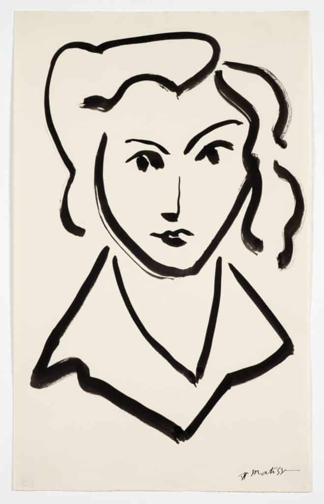 Henri Matisse, Head of a Women, ink on paper.