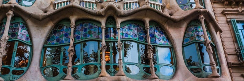 Building facade by Antoni Gaudi, Barcelona.