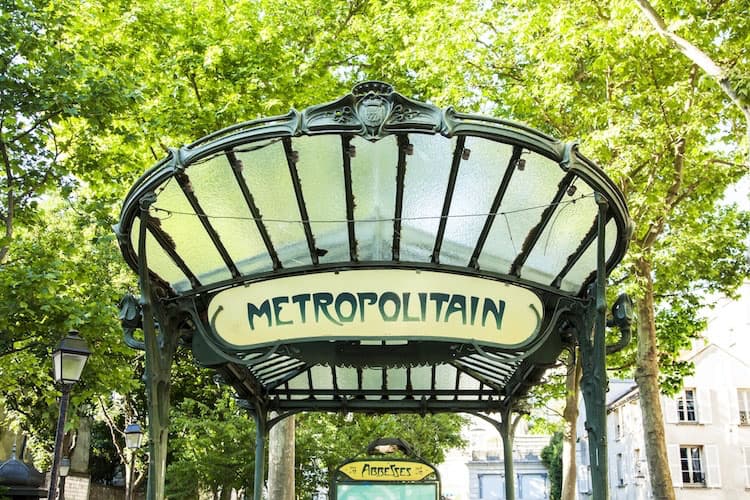 Paris metro entrance, designed by Hector Guimard. Art Nouveau