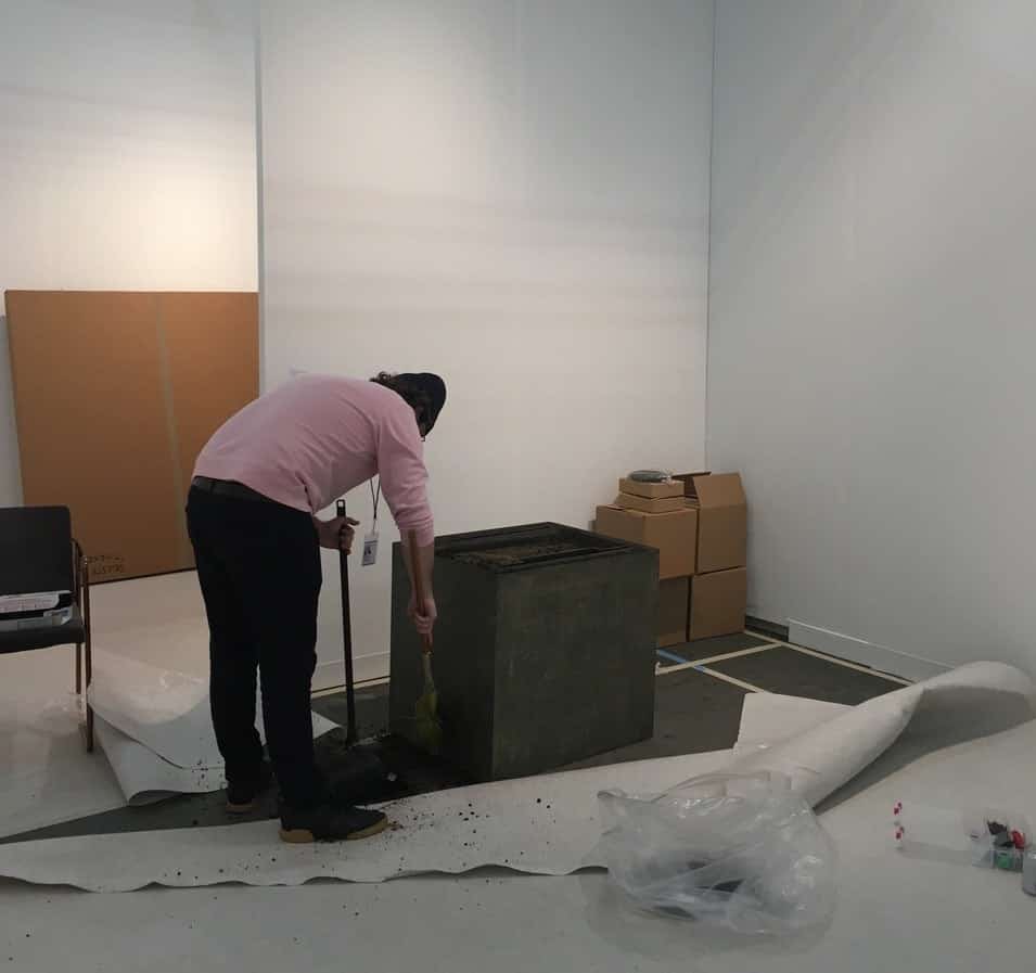 Cleaning at the end of The Armory Fair, 2020.