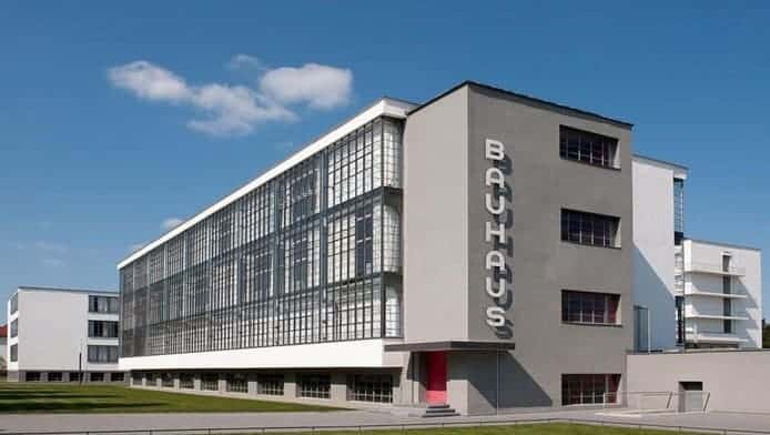Outside of the Bauhaus Dessau school designed by Walter Gropius