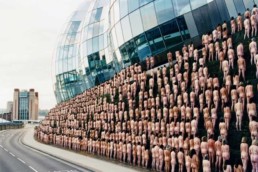Mass nude photoshoot by Spencer Tunick outside the BALTIC centre for contemporary art, U.K.