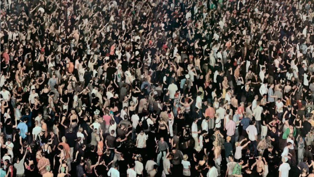 Andreas Gursky - May Day IV.  A multitude of individual shots brought together.