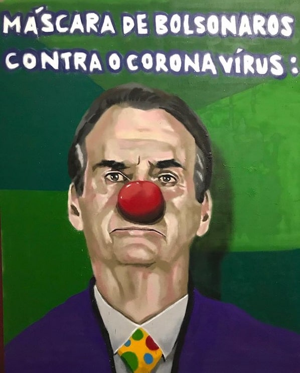 Aira Ocrespo - Máscara de Bolsonaros contra o coronavírus. Street Art