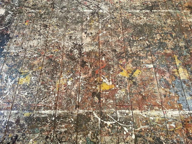 The barn floor of the Pollock-Krasner studio