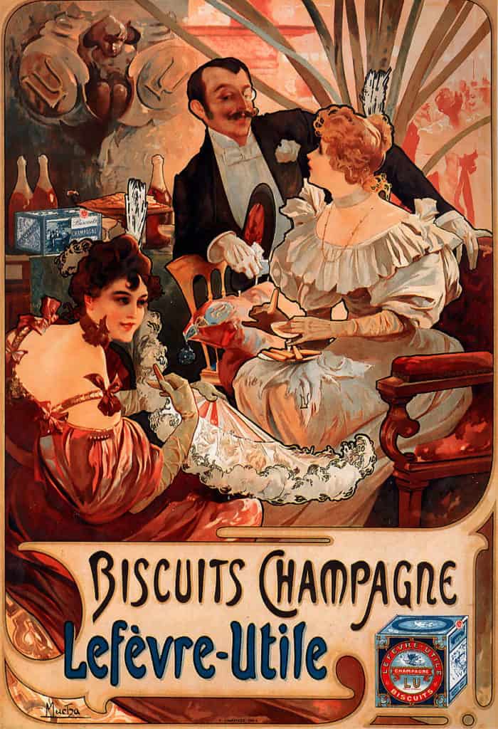 Biscuits Champagne Lefèvre Utile (1896) by Alphonse Mucha