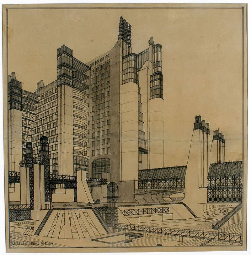 An example of utopian architecture by Antonio Sant'Elia (1914)