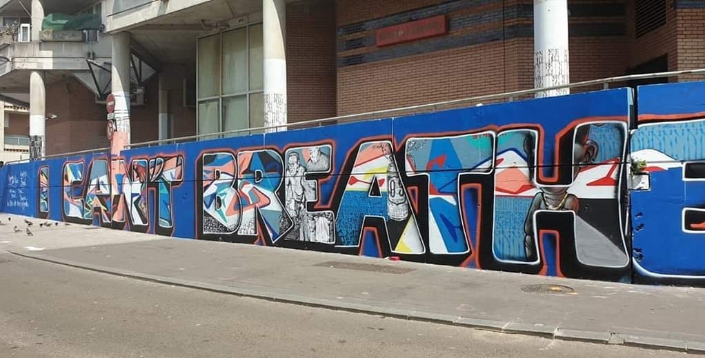 "I can't breathe" graffiti in Saint Denis, France.