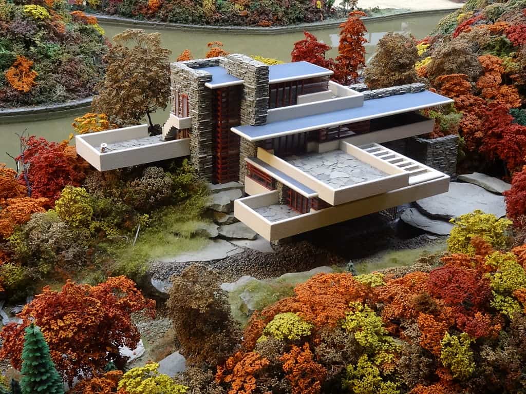 Miniature replica of the Fallingwater building