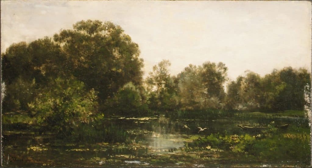 A River Landscape with Storks - Charles-François Daubigny