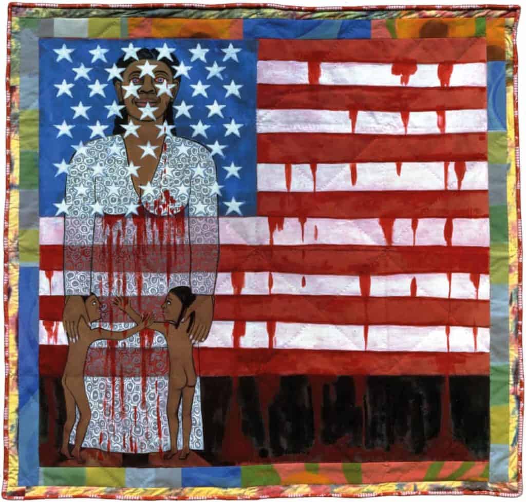 Faith Ringgold, The Flag Is Bleeding #2 (American Collection #6), 1997. 