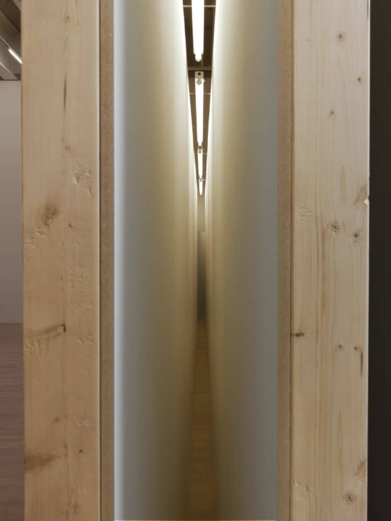 Corridor with Mirror and White Lights by Bruce Nauman