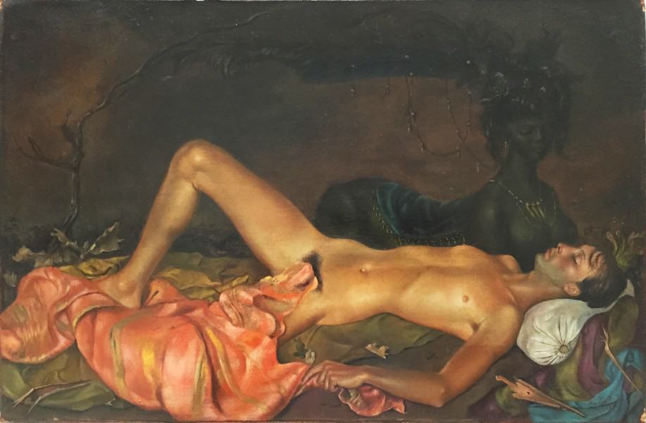 Women of surrealism: Leonor Fini, Chthonian Deity Watching over the Sleep of a Young Man, 1946