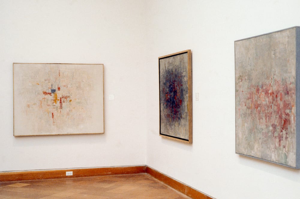 Installation view of abstract paintings presented at the 1980 retrospective at San Francisco Museum of Modern Art.