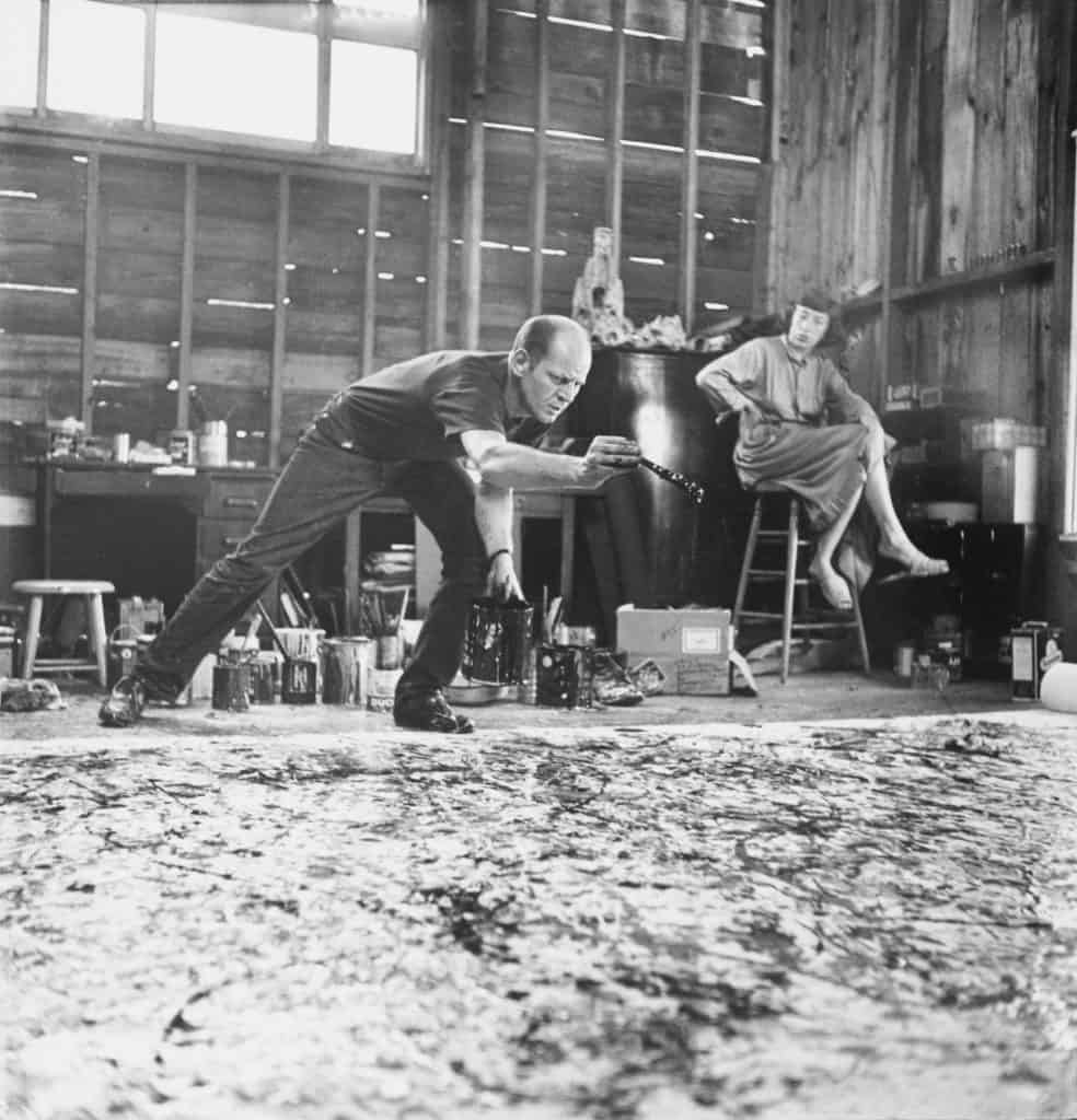 Jackson Pollock and Lee Krasner in their homestead studio