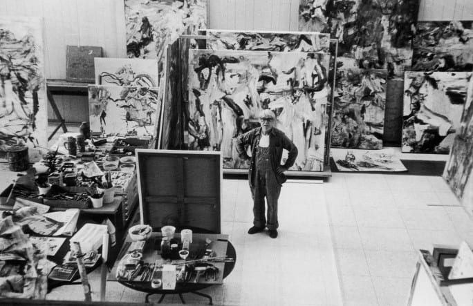 Willem De Kooning in This Studio in East Hampton, New York