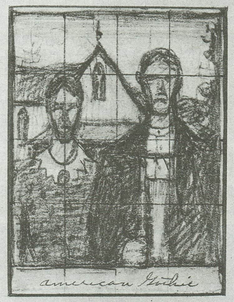 sketches American Gothic, Grant Wood
