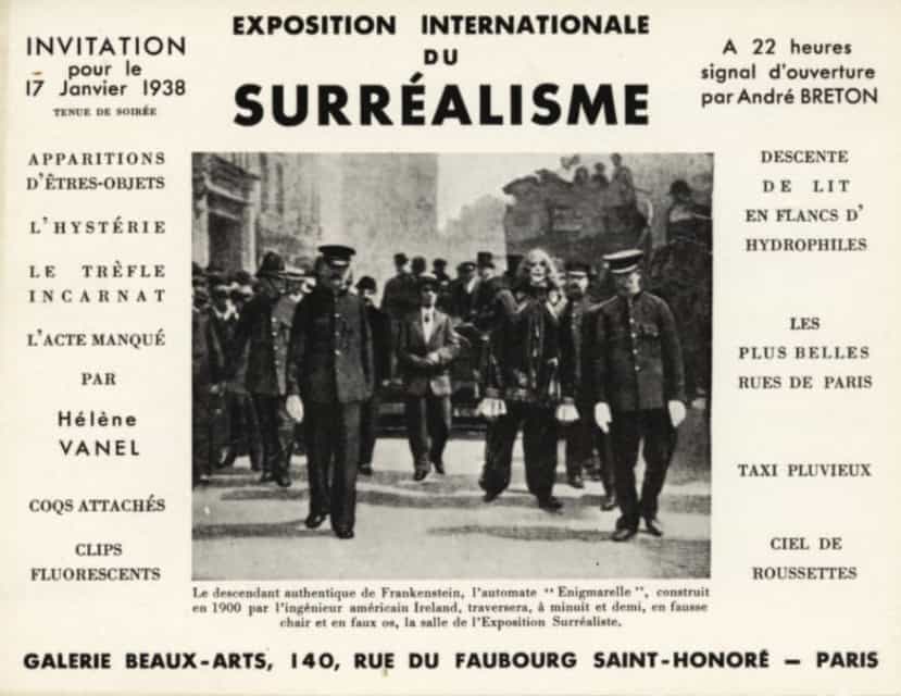Invitation card for the International Surrealist Exhibition of 1938