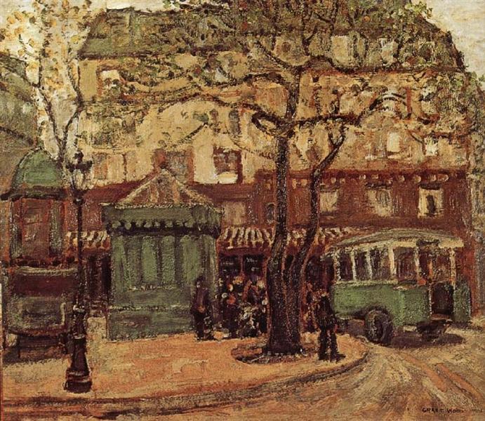 Grant Wood, Greenish Bus in Street of Paris, 1926. American Gothic