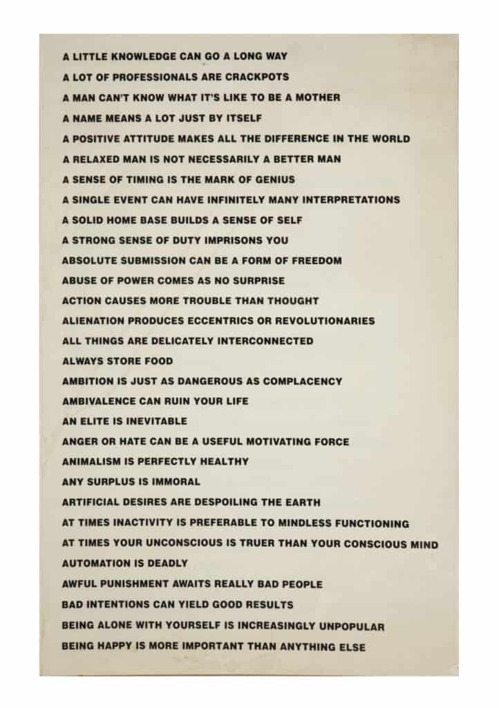 Jenny Holzer, Truisms (page 1), eight offset lithographs, 34¾ x 23 in. 1977-1979. 