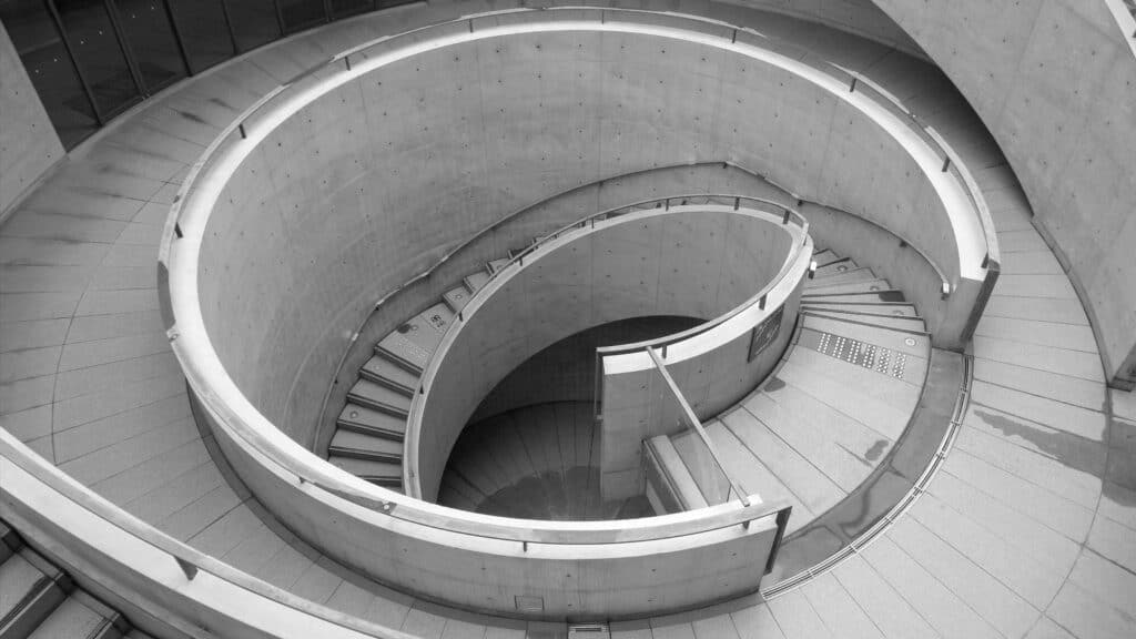 Ando Hyogo, Prefectural Museum of Art, central staircase