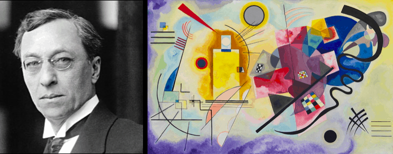 Left: Wassily Kandinsky. Right: Yellow-Red-Blue by Wassily Kandinsky