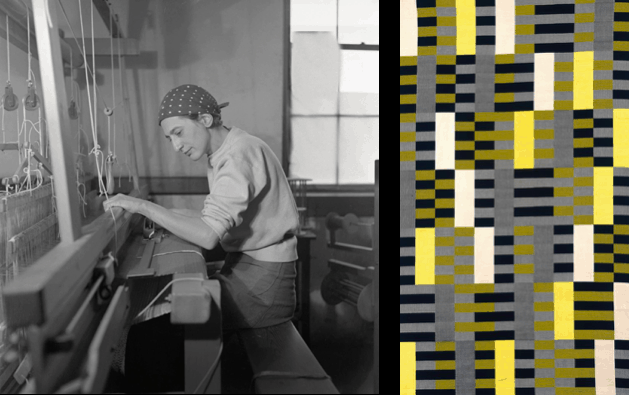 Left: Anni Albers. Right: Wall hanging by Anni Albers