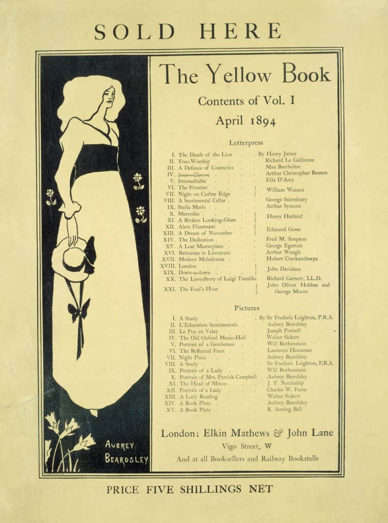 Promotional card for 'The Yellow Book', design by Aubrey Beardsley, published by Elkin Mathews and John Lane, London, 1894. © Victoria and Albert Museum, London