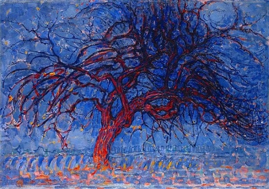 Evening; Red Tree. Piet mondrian art   