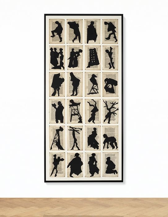 William Kentridge, Collage on Leviathan Pages (2000), Sotheby’s. Silhouettes
