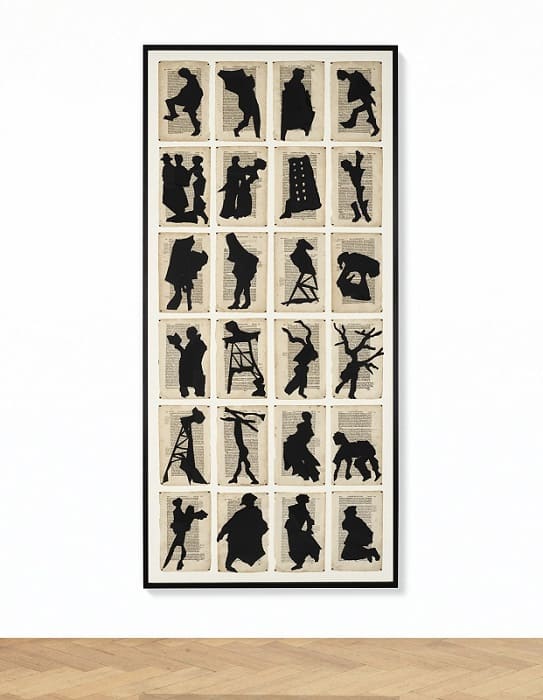 William Kentridge, Collage on Leviathan Pages (2000), Sotheby's. Silhouettes