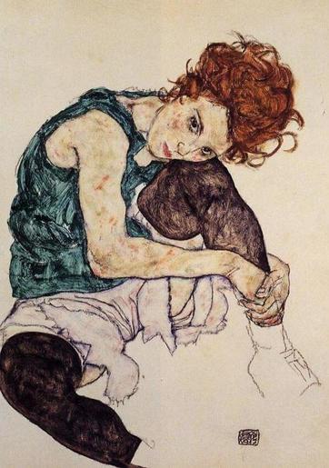 Egon Schiele - Seated Woman with Bent Knee - by Ashley Bassie
