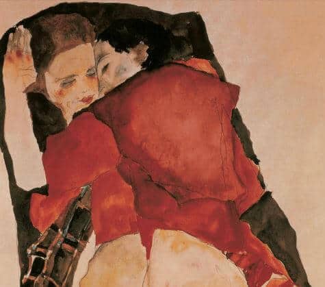 Egon Schiele - Two Girls (lovers). Painting reproduced by Ashley Bassie