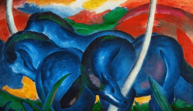 The Large Blue Horses by Franz Marc, an example German Expressionism  